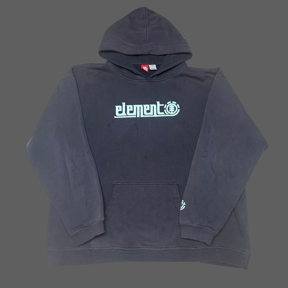 Element Skateboards Hoodie Mens XL Navy Blue Faded Graphic Logo Sweatshirt